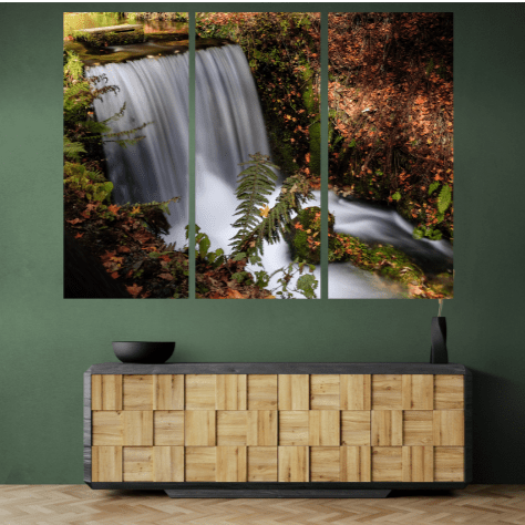 Set 3 Tablouri canvas tip puzzle - Cascada pe rau - Zibo.ro