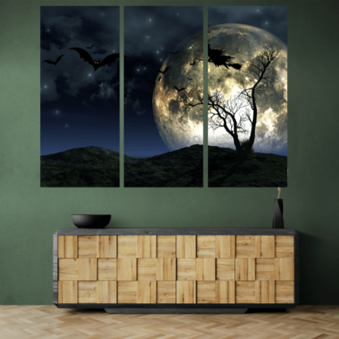 Set 3 Tablouri canvas tip puzzle - Vrajitoare in zbor - Zibo.ro