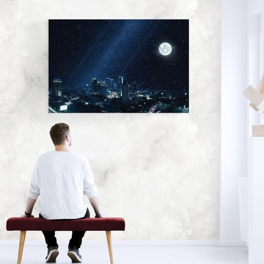 Tablou canvas - Citadin pe luna plina - Cameradevis.ro