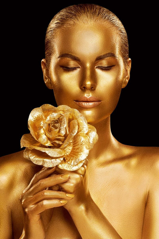 Tablou canvas - Femeia pictata in gold - Cameradevis.ro