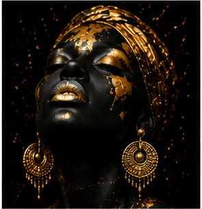 Tablou decorativ Femeie africana pictata cu auriu 2, portret artistic