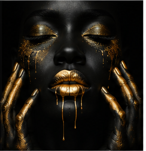 Tablou decorativ Femeie Africana, portret elegant cu accente aurii