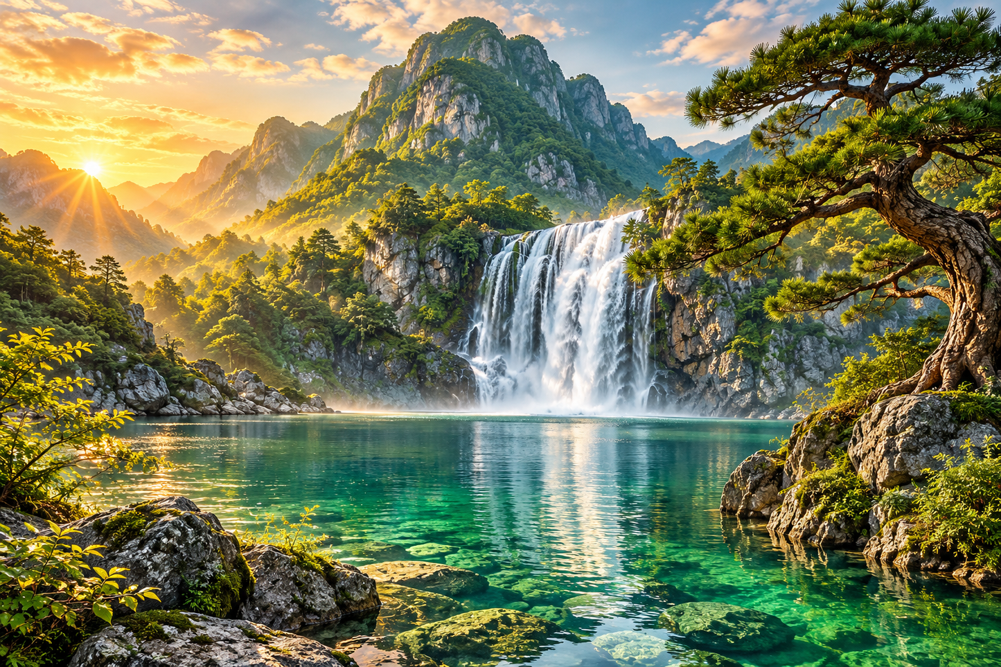 Tablou decorativ - Cascada la Rasarit