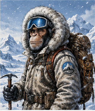 Tablou decorativ Exploratorul Arctic, maimuta in echipament de munte