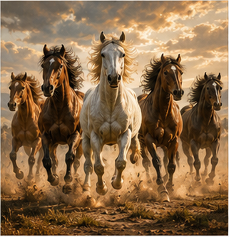 Tablou decorativ Herghelia in Galop, cai in galop pe camp