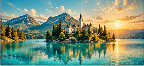 Tablou decorativ - Insula cu turn si reflexie