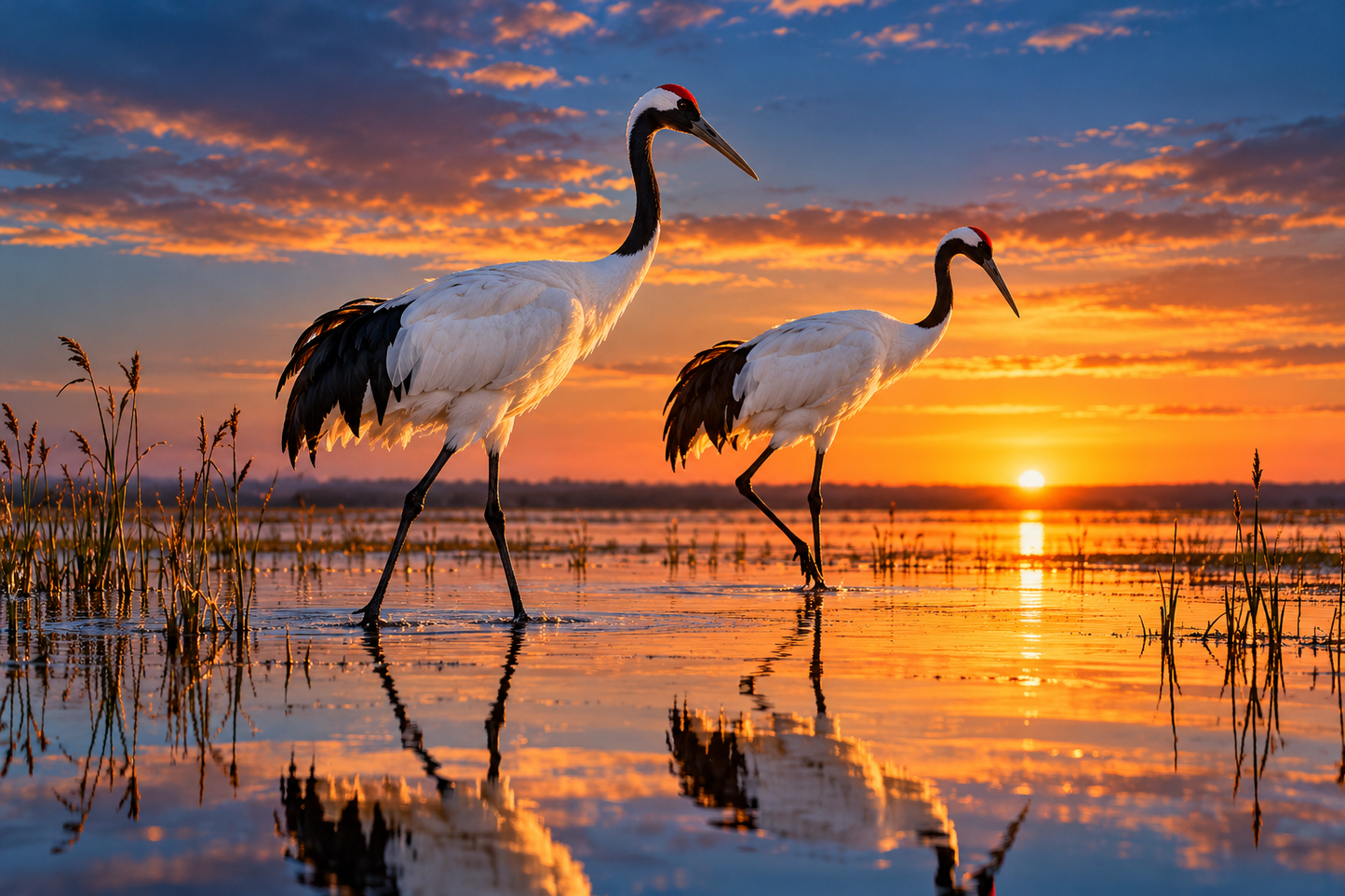 Tablou decorativ - Perechea de Cocori la Apus