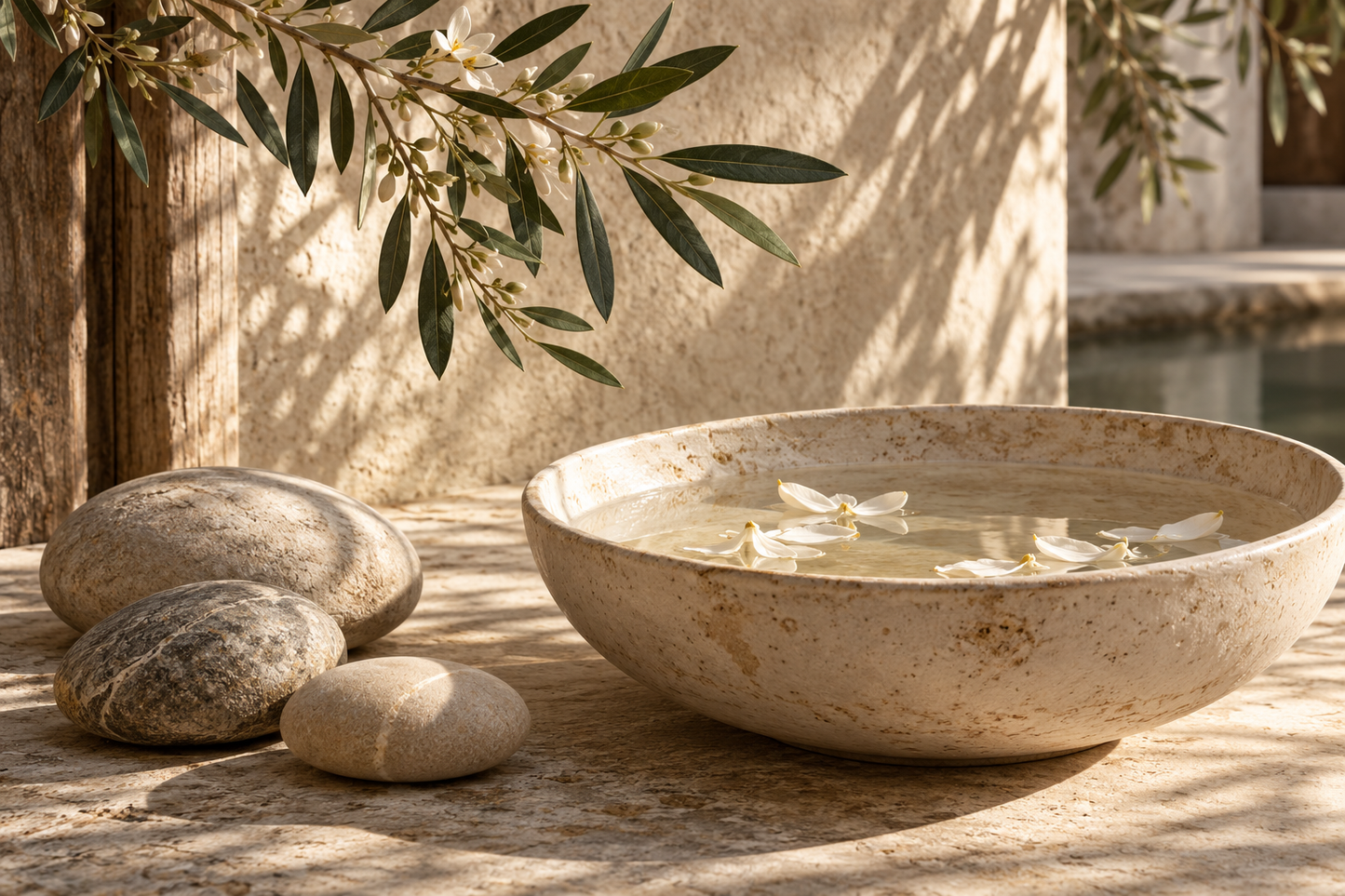 Tablou decorativ - Pietre si Petale in Bol