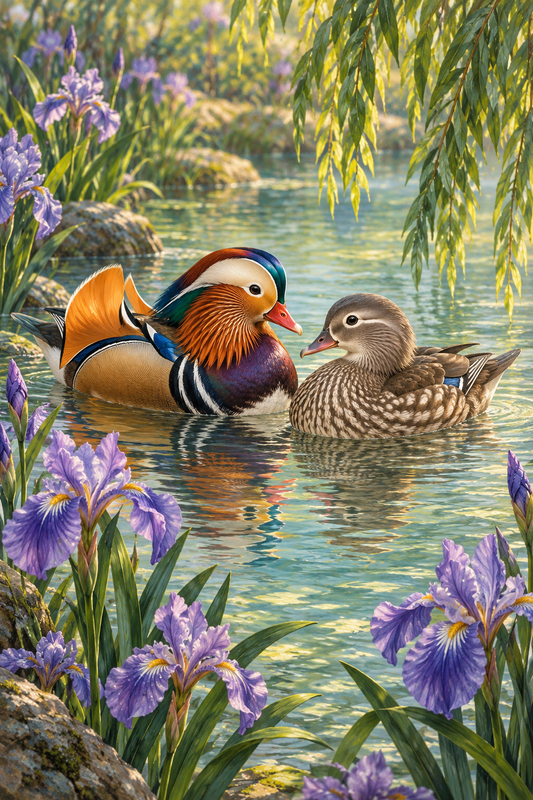 Tablou decorativ - Ratele Mandarin si Irisii