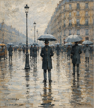 Tablou decorativ Strada din Paris pe vreme de ploaie