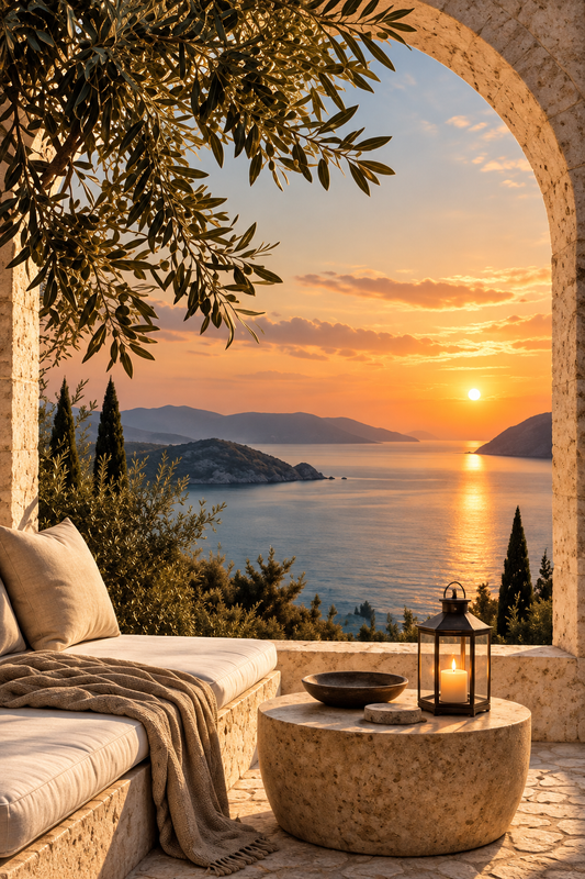 Tablou decorativ - Terasa Mediteraneana la Apus