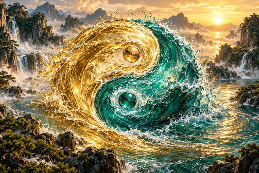 Tablou decorativ - Yin si Yang din Apa si Aur