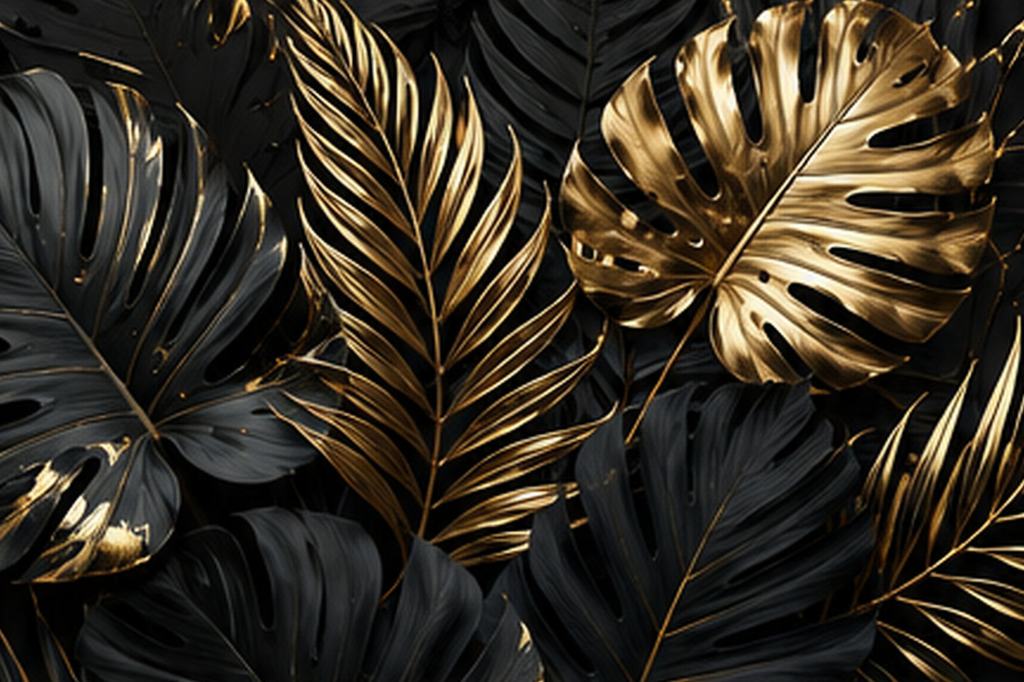 Tablou decorativ Frunze Tropicale de Aur