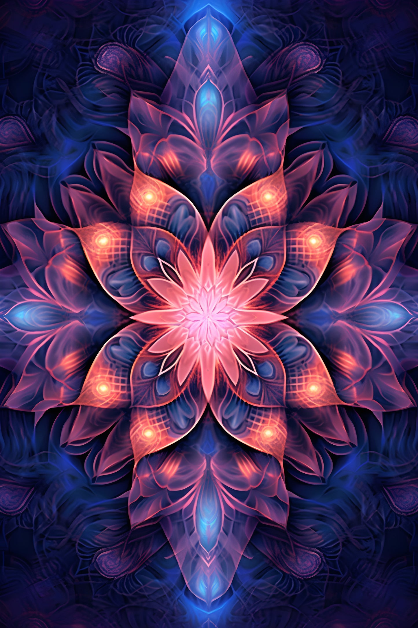 Tablou decorativ - Mandala florală neon