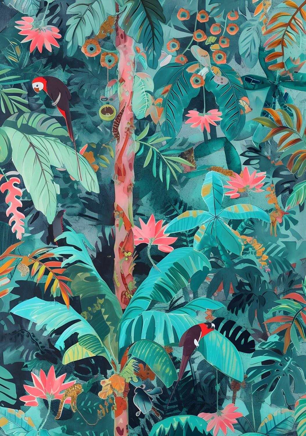 Tablou Papagalul in jungla tropicala