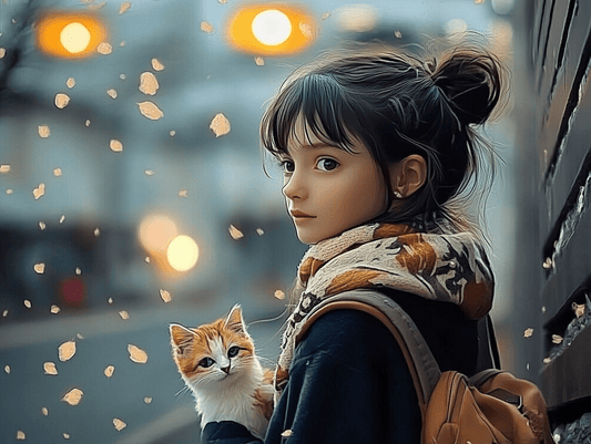 Tablou Canvas - Fetita si Pisica