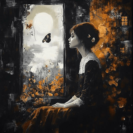 Tablou Canvas - Doamna cu fluturi