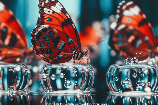 Tablou Canvas - Fluturi pe Cuburi de Gheata