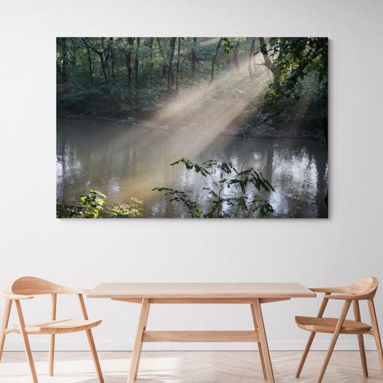 Tablou canvas romanesc - Lumina diminetii pe raul Barzava - Cameradevis.ro Cameradevis.ro