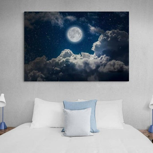 Tablou canvas - Luna-ntre nori - Cameradevis.ro Cameradevis.ro