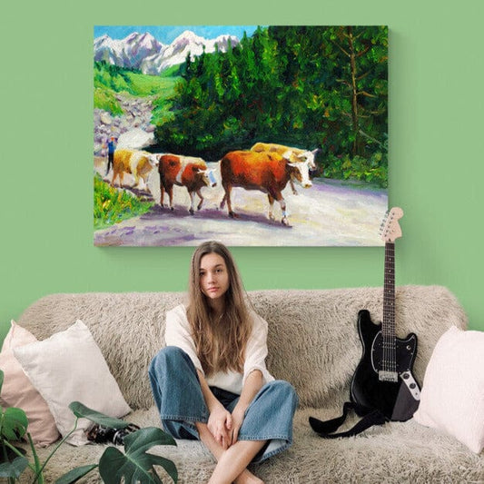 Tablou canvas - Vacute pe deal - Zibo.ro