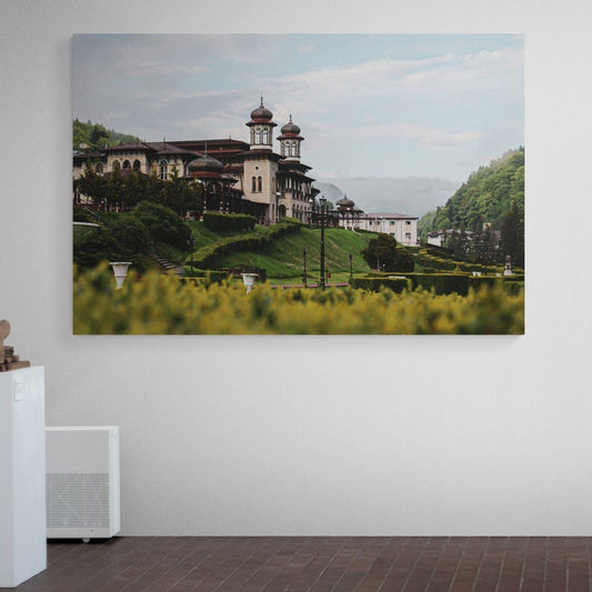 Tablou canvas romanesc - O zi ploioasa in Slanic Moldova - Cameradevis.ro