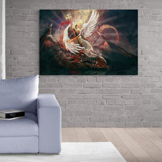 Tablou Canvas - Sfantul Arhanghel Mihail ucigand dragonul - Zibo.ro