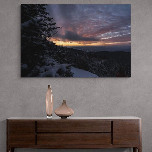 Tablou canvas romanesc - Niciun apus nu este la fel de frumos ca cel de deasupra lumii - Varful Toaca, muntele Ceahlău - Cameradevis.ro