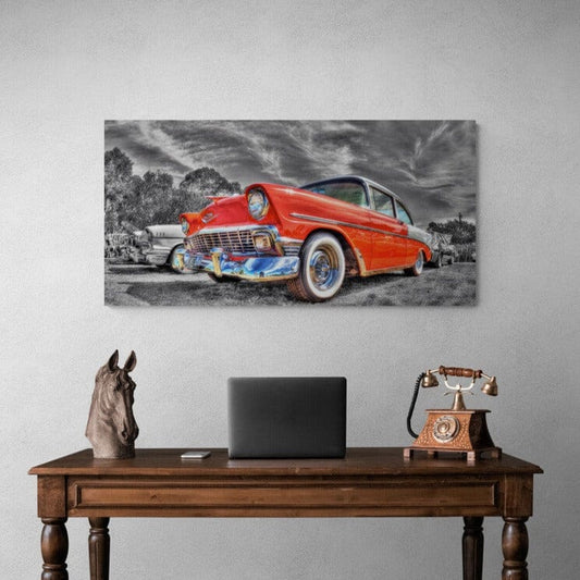 Tablou Canvas - Masina vintage rosie - Cameradevis.ro Cameradevis.ro