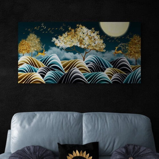 Tablou Canvas - Peisaj auriu cu turcoaz - Cameradevis.ro