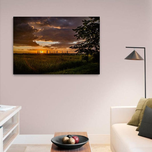 Tablou canvas romanesc - Apus la Prejmer, județul Brașov - Cameradevis.ro