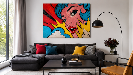 living modern decorat cu tablou Pop Art colorat Zibo.ro pe perete