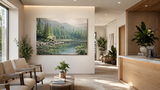 cabinet medical modern decorat cu tablou Zibo.ro cu peisaj natural calm