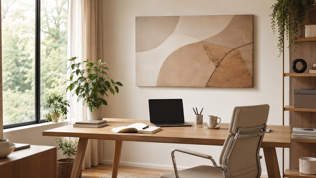 birou de acasă modern decorat cu tablou abstract Zibo.ro pe perete