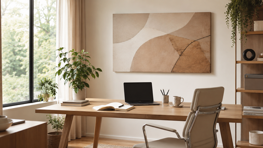 birou de acasă modern decorat cu tablou abstract Zibo.ro pe perete