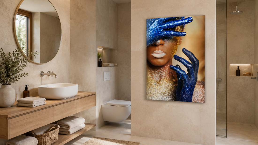 baie modernă decorată cu tablou pe aluminiu lucios Zibo.ro