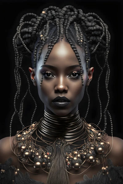 Tablou decorativ - Impletituri fine si colier de aur Afro 138