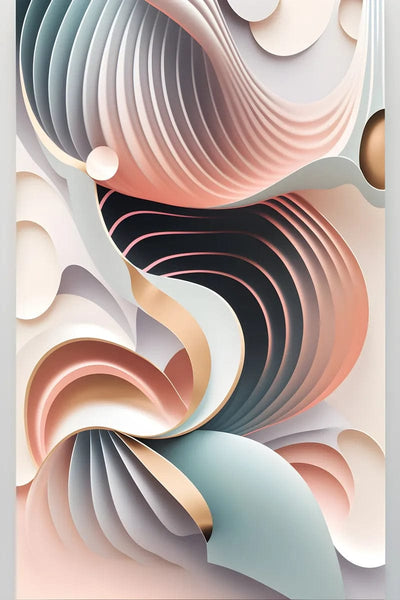 Tablou decorativ - Panglici roz si turcoaz in relief Abstract 3D 72
