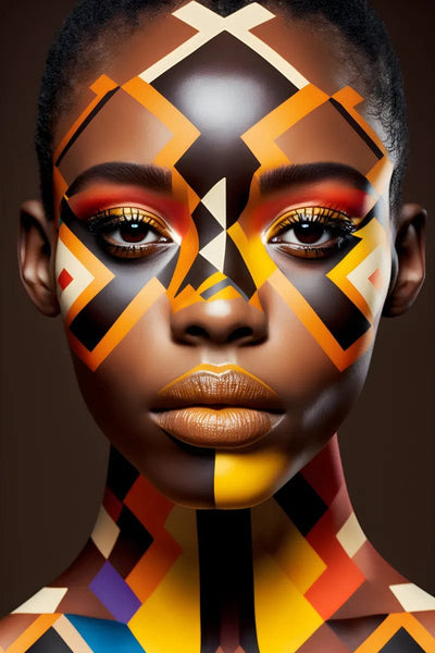 Tablou decorativ - Machiaj tribal in galben si negru Afro 118
