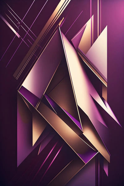 Tablou decorativ - Planuri ascutite in mov si crem Abstract 3D 125
