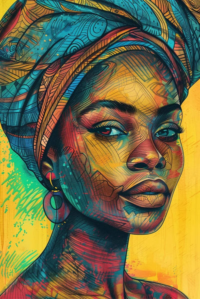 Tablou decorativ - Turban pictat in stil graffiti Afro 11