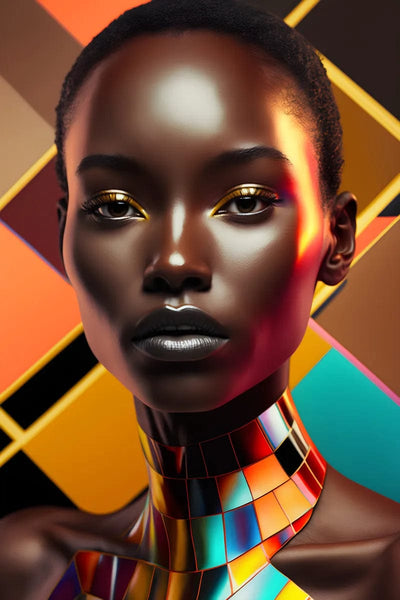 Tablou decorativ - Guler colorat si fundal geometric Afro 142