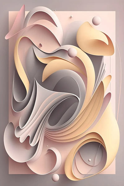 Tablou decorativ - Valuri crem si roz pal Abstract 3D 47