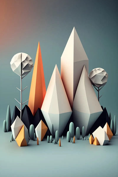 Tablou decorativ - Piramide colorate si sfere Abstract 3D 119
