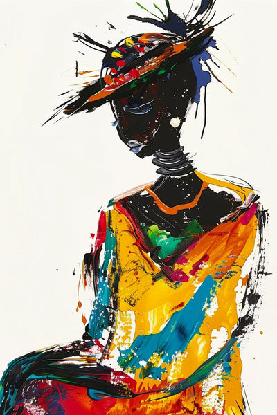 Tablou decorativ - Portret in tuse expresive de vopsea Afro 60