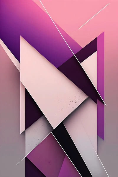 Tablou decorativ - Triunghiuri roz si mov suprapuse Abstract 3D 112