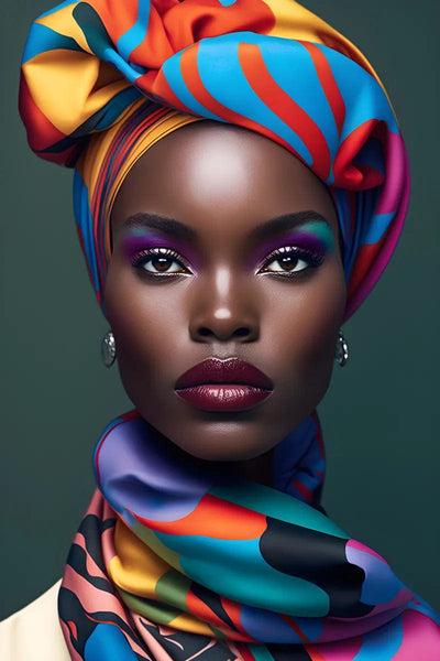 Tablou decorativ - Turban si esarfa multicolora Afro 121