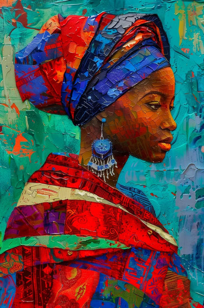 Tablou decorativ - Turban si vesminte in tuse groase Afro 76