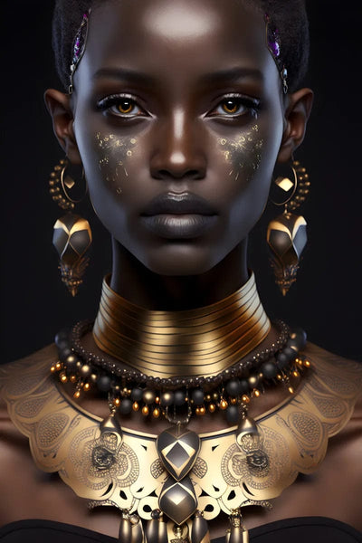 Tablou decorativ - Colier si cercei de aur Afro 108