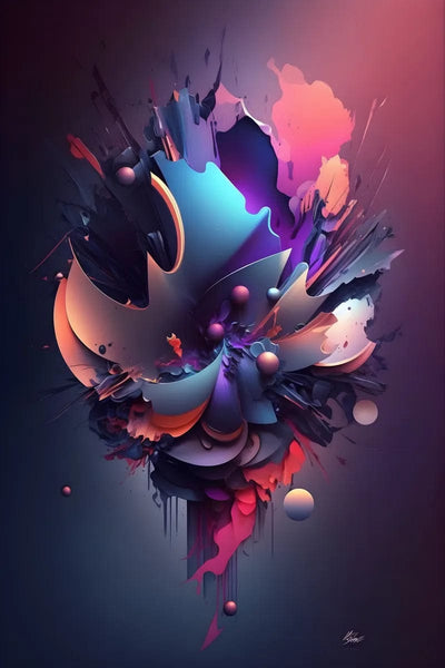 Tablou decorativ - Explozie de forme si sfere Abstract 3D 37